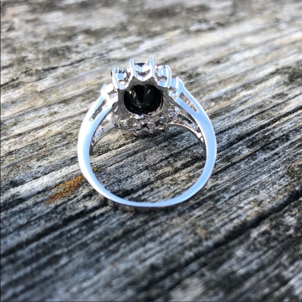 Black Spinel Zirconia Silver Ring! NEW! - Picture 6 of 9